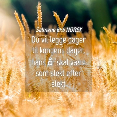 Picture 04 - Salmene 61:6 NORSK - Du vil legge dager til kongens dager, hans år - Bible Verse Picture