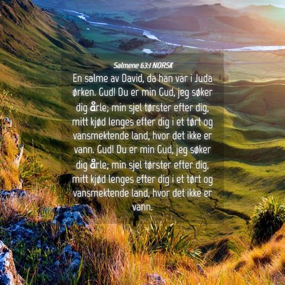 Picture 04 - Salmene 63:1 NORSK - En salme av David, da han var i Juda ørken. Gud! - Bible Verse Picture