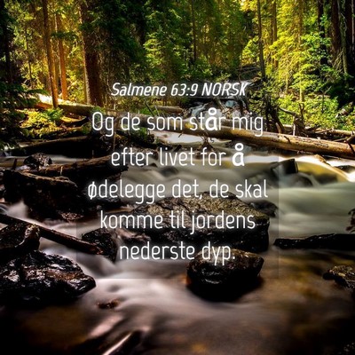 Picture 04 - Salmene 63:9 NORSK - Og de som står mig efter livet for å ødelegge - Bible Verse Picture