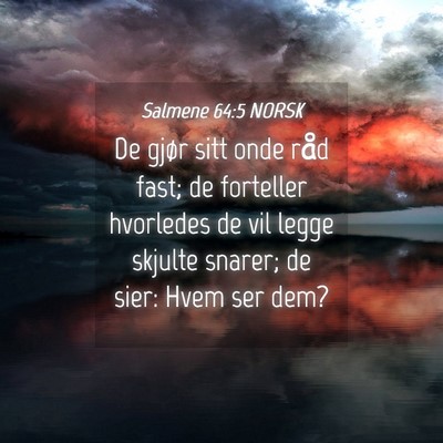 Picture 04 - Salmene 64:5 NORSK - De gjør sitt onde råd fast; de forteller - Bible Verse Picture