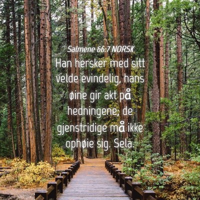 Picture 04 - Salmene 66:7 NORSK - Han hersker med sitt velde evindelig, hans øine - Bible Verse Picture