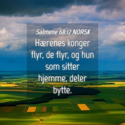 Picture 04 - Salmene 68:12 NORSK - Hærenes konger flyr, de flyr, og hun som sitter - Bible Verse Picture