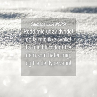 Picture 04 - Salmene 69:14 NORSK - Redd mig ut av dyndet og la mig ikke synke! La - Bible Verse Picture