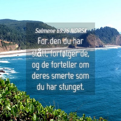 Picture 04 - Salmene 69:26 NORSK - For den du har slått, forfølger de, og de - Bible Verse Picture