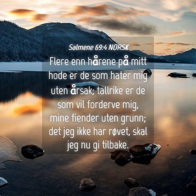 Picture 04 - Salmene 69:4 NORSK - Flere enn hårene på mitt hode er de som hater - Bible Verse Picture