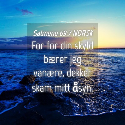 Picture 04 - Salmene 69:7 NORSK - For for din skyld bærer jeg vanære, dekker skam - Bible Verse Picture