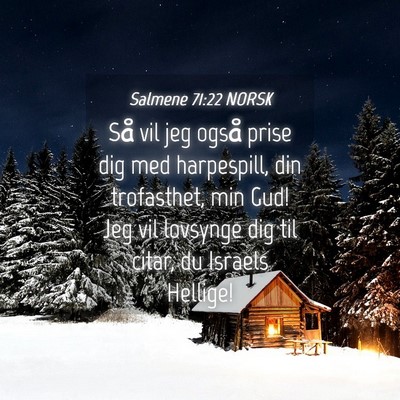 Picture 04 - Salmene 71:22 NORSK - Så vil jeg også prise dig med harpespill, din - Bible Verse Picture