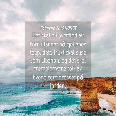 Picture 04 - Salmene 72:16 NORSK - Det skal bli overflod av korn i landet på - Bible Verse Picture