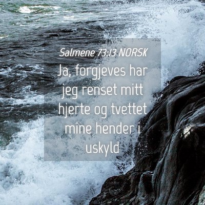 Picture 04 - Salmene 73:13 NORSK - Ja, forgjeves har jeg renset mitt hjerte og - Bible Verse Picture