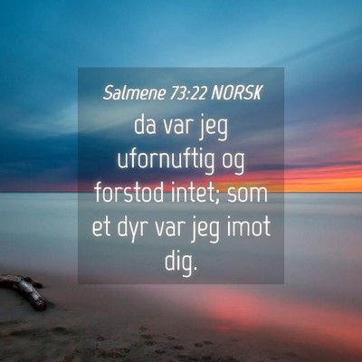 Picture 04 - Salmene 73:22 NORSK - da var jeg ufornuftig og forstod intet; som et - Bible Verse Picture
