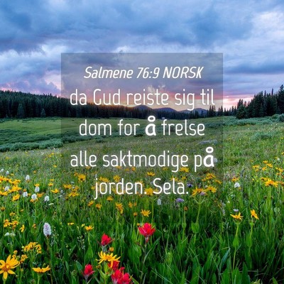 Picture 04 - Salmene 76:9 NORSK - da Gud reiste sig til dom for å frelse alle - Bible Verse Picture