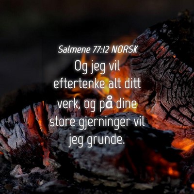Picture 04 - Salmene 77:12 NORSK - Og jeg vil eftertenke alt ditt verk, og på dine - Bible Verse Picture