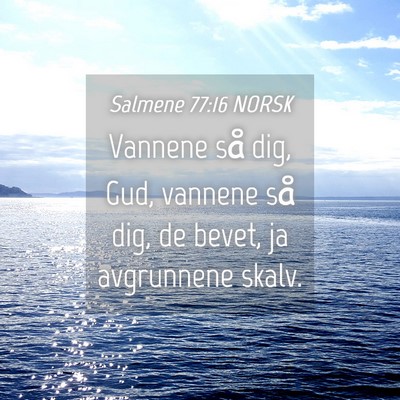 Picture 04 - Salmene 77:16 NORSK - Vannene så dig, Gud, vannene så dig, de bevet, - Bible Verse Picture