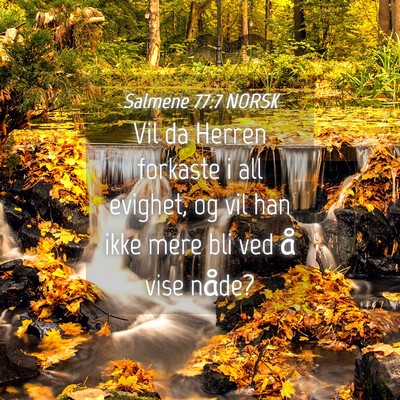 Picture 04 - Salmene 77:7 NORSK - Vil da Herren forkaste i all evighet, og vil han - Bible Verse Picture