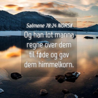 Picture 04 - Salmene 78:24 NORSK - Og han lot manna regne over dem til føde og gav - Bible Verse Picture