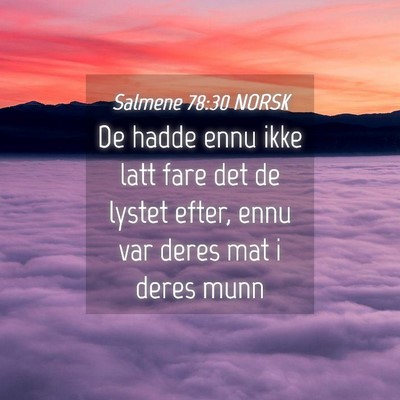 Picture 04 - Salmene 78:30 NORSK - De hadde ennu ikke latt fare det de lystet efter, - Bible Verse Picture