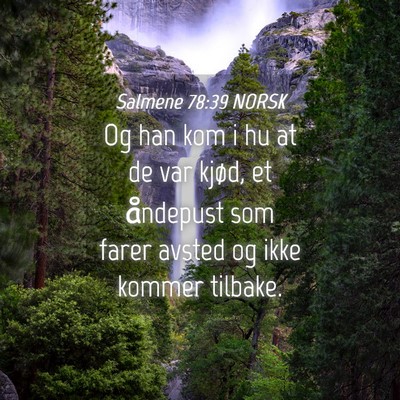 Picture 04 - Salmene 78:39 NORSK - Og han kom i hu at de var kjød, et åndepust som - Bible Verse Picture