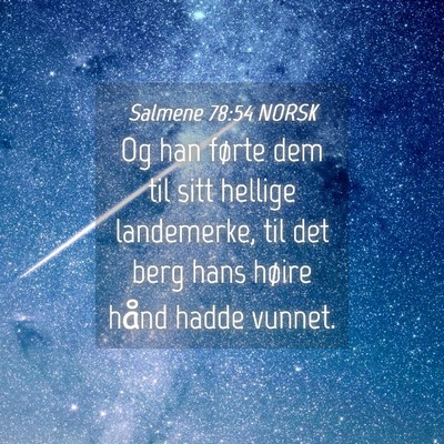 Picture 04 - Salmene 78:54 NORSK - Og han førte dem til sitt hellige landemerke, - Bible Verse Picture