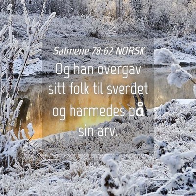 Picture 04 - Salmene 78:62 NORSK - Og han overgav sitt folk til sverdet og harmedes - Bible Verse Picture
