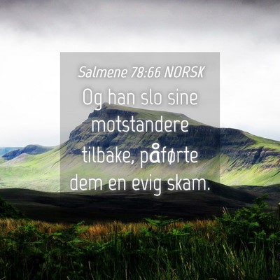 Picture 04 - Salmene 78:66 NORSK - Og han slo sine motstandere tilbake, påførte - Bible Verse Picture