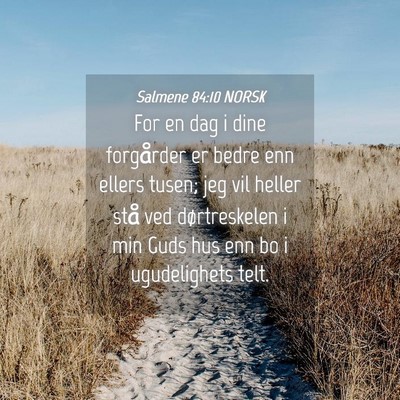 Picture 04 - Salmene 84:10 NORSK - For en dag i dine forgårder er bedre enn ellers - Bible Verse Picture