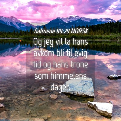 Picture 04 - Salmene 89:29 NORSK - Og jeg vil la hans avkom bli til evig tid og hans - Bible Verse Picture