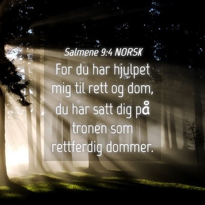 Picture 04 - Salmene 9:4 NORSK - For du har hjulpet mig til rett og dom, du har - Bible Verse Picture