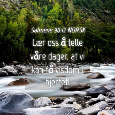 Picture 04 - Salmene 90:12 NORSK - Lær oss å telle våre dager, at vi kan få - Bible Verse Picture