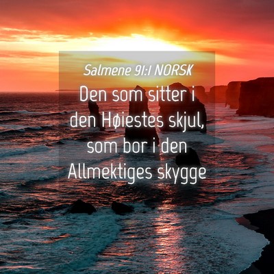 Picture 04 - Salmene 91:1 NORSK - Den som sitter i den Høiestes skjul, som bor i - Bible Verse Picture