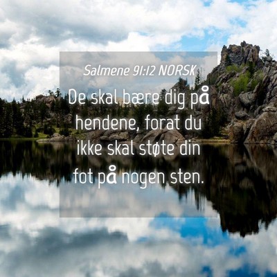 Picture 04 - Salmene 91:12 NORSK - De skal bære dig på hendene, forat du ikke skal - Bible Verse Picture