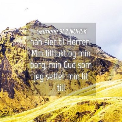 Picture 04 - Salmene 91:2 NORSK - han sier til Herren: Min tilflukt og min borg, - Bible Verse Picture