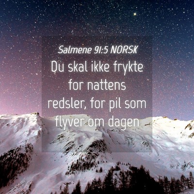Picture 04 - Salmene 91:5 NORSK - Du skal ikke frykte for nattens redsler, for pil - Bible Verse Picture