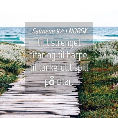 Picture 04 - Salmene 92:3 NORSK - til tistrenget citar og til harpe, til tankefullt - Bible Verse Picture