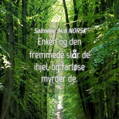 Picture 04 - Salmene 94:6 NORSK - Enken og den fremmede slår de ihjel, og farløse - Bible Verse Picture
