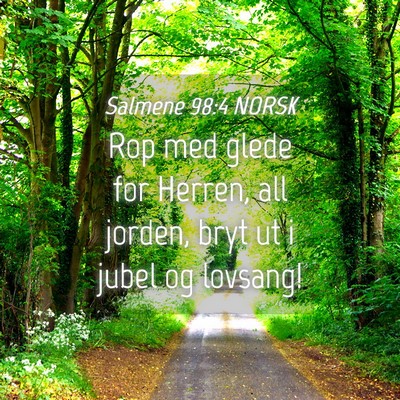 Picture 04 - Salmene 98:4 NORSK - Rop med glede for Herren, all jorden, bryt ut i - Bible Verse Picture