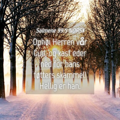 Picture 04 - Salmene 99:5 NORSK - Ophøi Herren vår Gud, og kast eder ned for hans - Bible Verse Picture