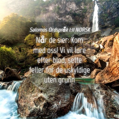 Picture 04 - Salomos Ordspråk 1:11 NORSK - Når de sier: Kom med oss! Vi vil lure efter - Bible Verse Picture