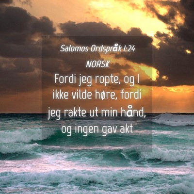 Picture 04 - Salomos Ordspråk 1:24 NORSK - Fordi jeg ropte, og I ikke vilde høre, fordi jeg - Bible Verse Picture
