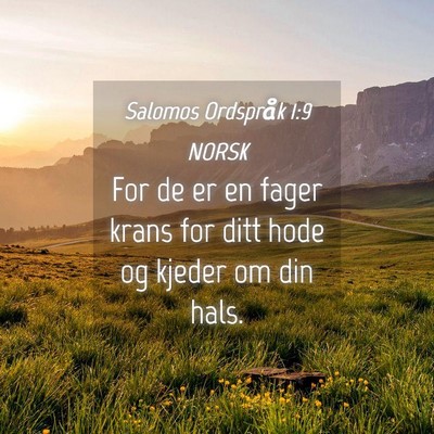 Picture 04 - Salomos Ordspråk 1:9 NORSK - For de er en fager krans for ditt hode og kjeder - Bible Verse Picture