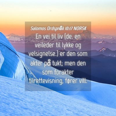 Picture 04 - Salomos Ordspråk 10:17 NORSK - En vei til liv {de. en veileder til lykke og - Bible Verse Picture