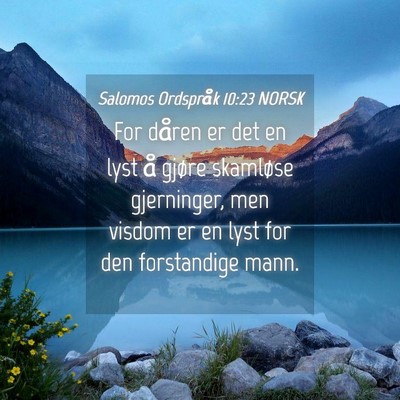 Picture 04 - Salomos Ordspråk 10:23 NORSK - For dåren er det en lyst å gjøre skamløse - Bible Verse Picture
