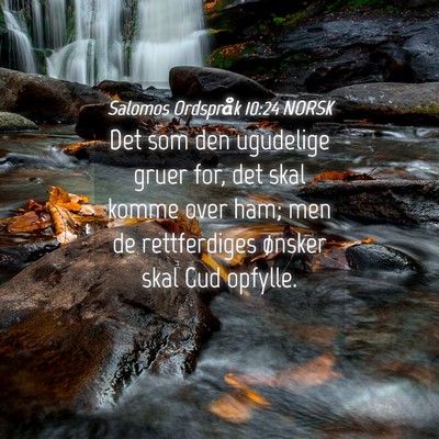 Picture 04 - Salomos Ordspråk 10:24 NORSK - Det som den ugudelige gruer for, det skal komme - Bible Verse Picture