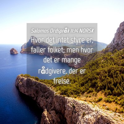 Picture 04 - Salomos Ordspråk 11:14 NORSK - Hvor det intet styre er, faller folket; men hvor - Bible Verse Picture