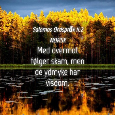 Picture 04 - Salomos Ordspråk 11:2 NORSK - Med overmot følger skam, men de ydmyke har - Bible Verse Picture