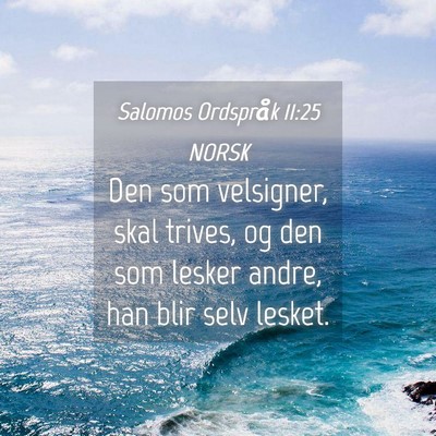 Picture 04 - Salomos Ordspråk 11:25 NORSK - Den som velsigner, skal trives, og den som lesker - Bible Verse Picture