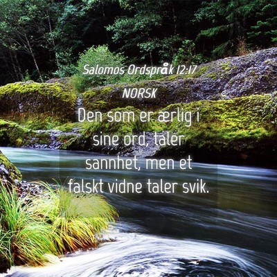 Picture 04 - Salomos Ordspråk 12:17 NORSK - Den som er ærlig i sine ord, taler sannhet, men - Bible Verse Picture