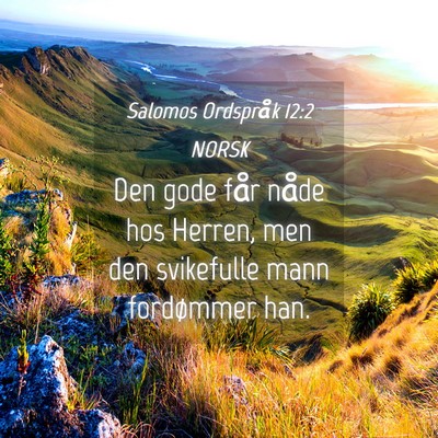 Picture 04 - Salomos Ordspråk 12:2 NORSK - Den gode får nåde hos Herren, men den - Bible Verse Picture