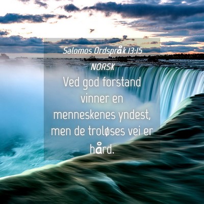 Picture 04 - Salomos Ordspråk 13:15 NORSK - Ved god forstand vinner en menneskenes yndest, - Bible Verse Picture