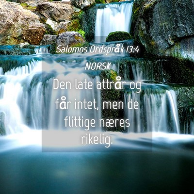 Picture 04 - Salomos Ordspråk 13:4 NORSK - Den late attrår og får intet, men de flittige - Bible Verse Picture