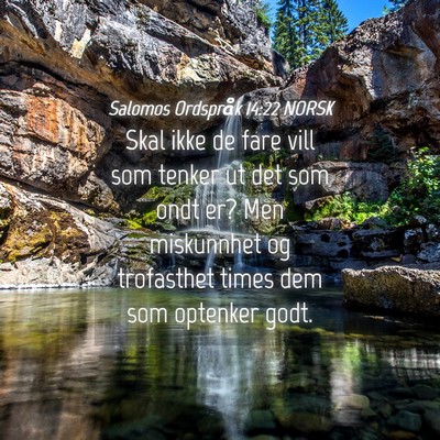 Picture 04 - Salomos Ordspråk 14:22 NORSK - Skal ikke de fare vill som tenker ut det som ondt - Bible Verse Picture